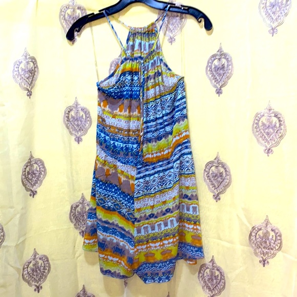 AZTEC PRINT MULTI-COLOR HALTER DRAWSTRING ROMPER SZ M/L - Picture 7 of 11